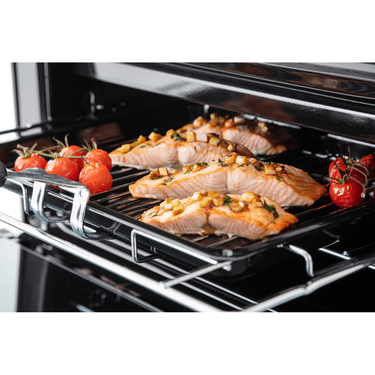 Rangemaster Classic 60 CLA60EIBL-C Electric Cooker with Induction Hob - Black - Chrome - A-A Rated