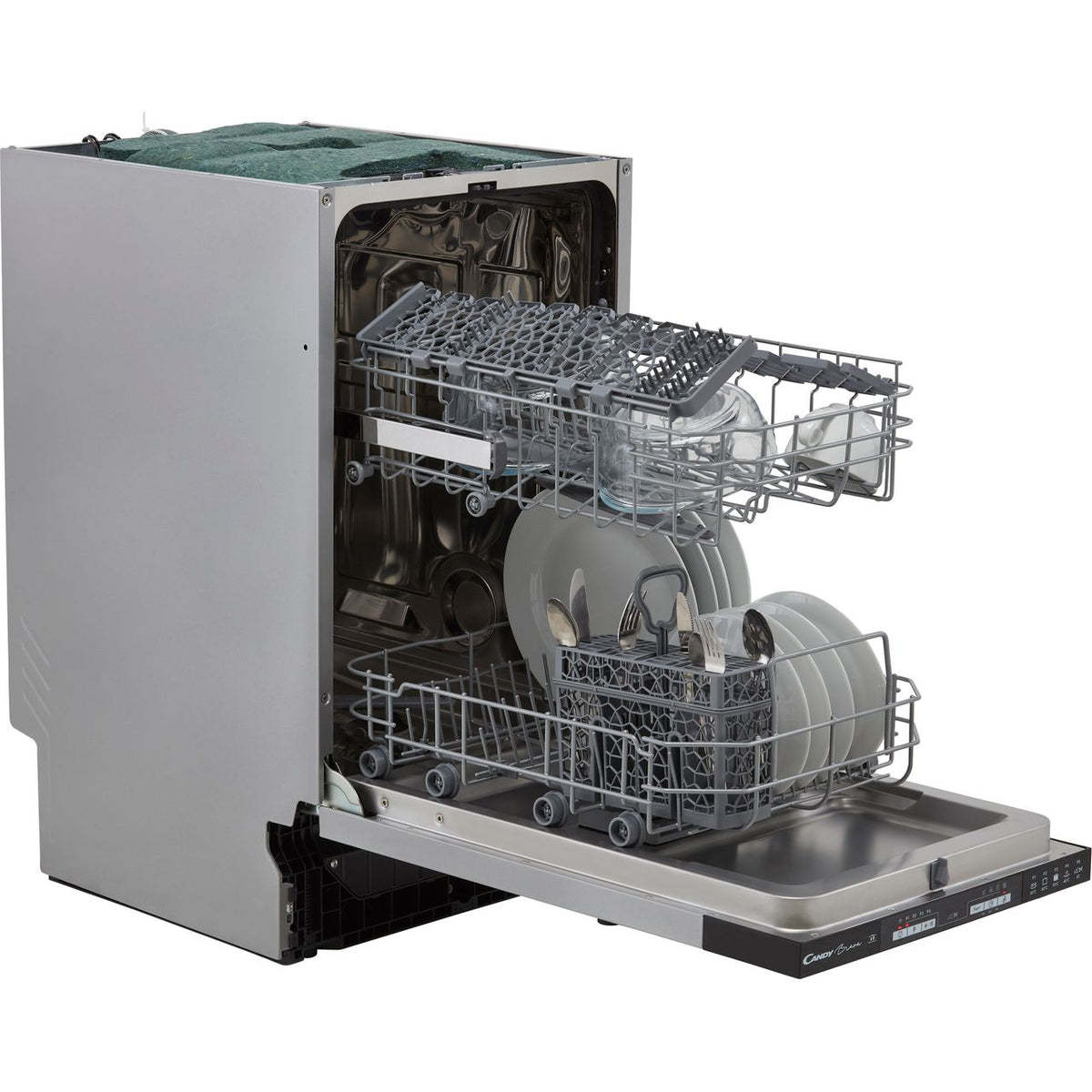 Candy Brava CMIH1L949 Fully Integrated Slimline Dishwasher - Black Control Panel with Fixed Door Fixing Kit - F Rated