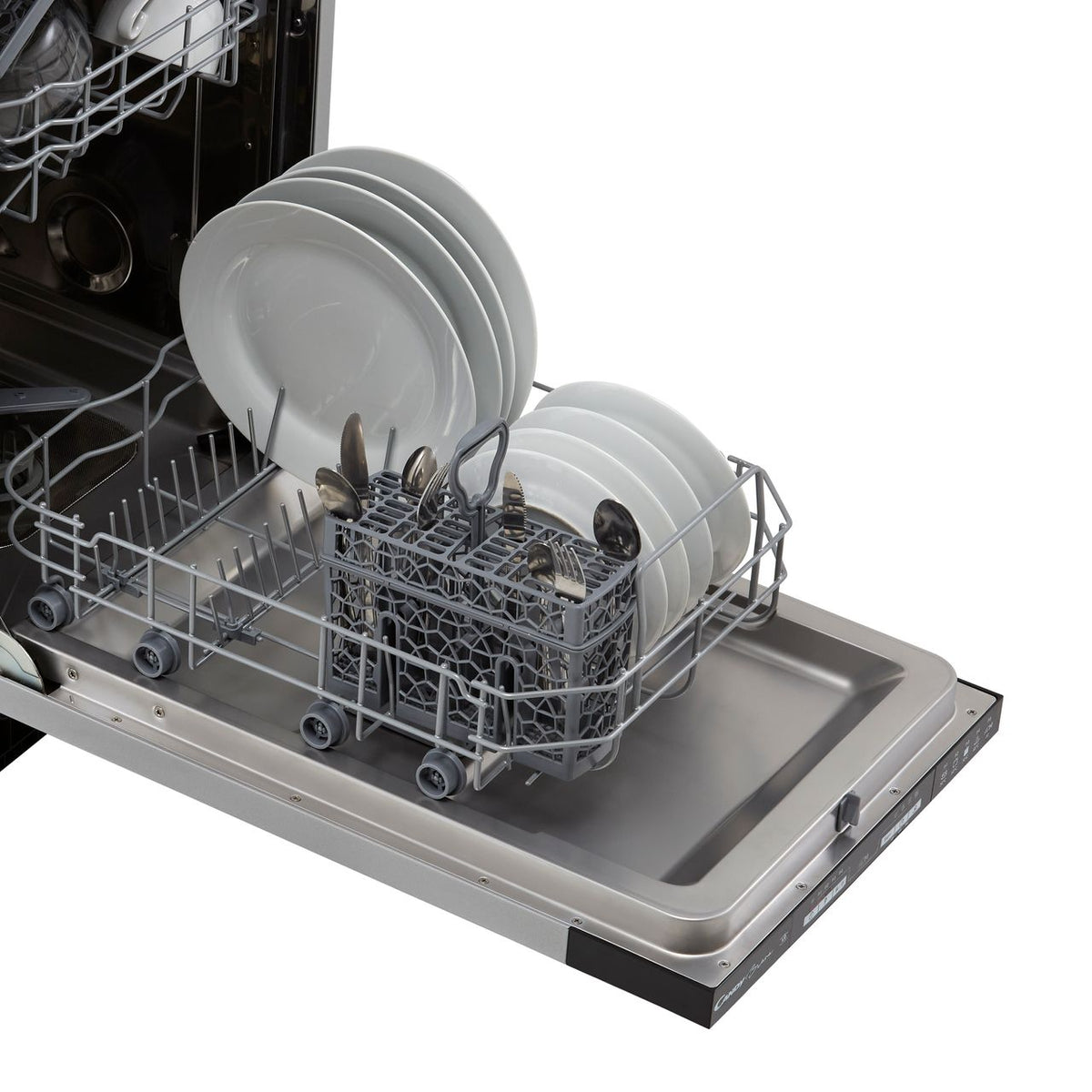 Candy Brava CMIH1L949 Fully Integrated Slimline Dishwasher - Black Control Panel with Fixed Door Fixing Kit - F Rated