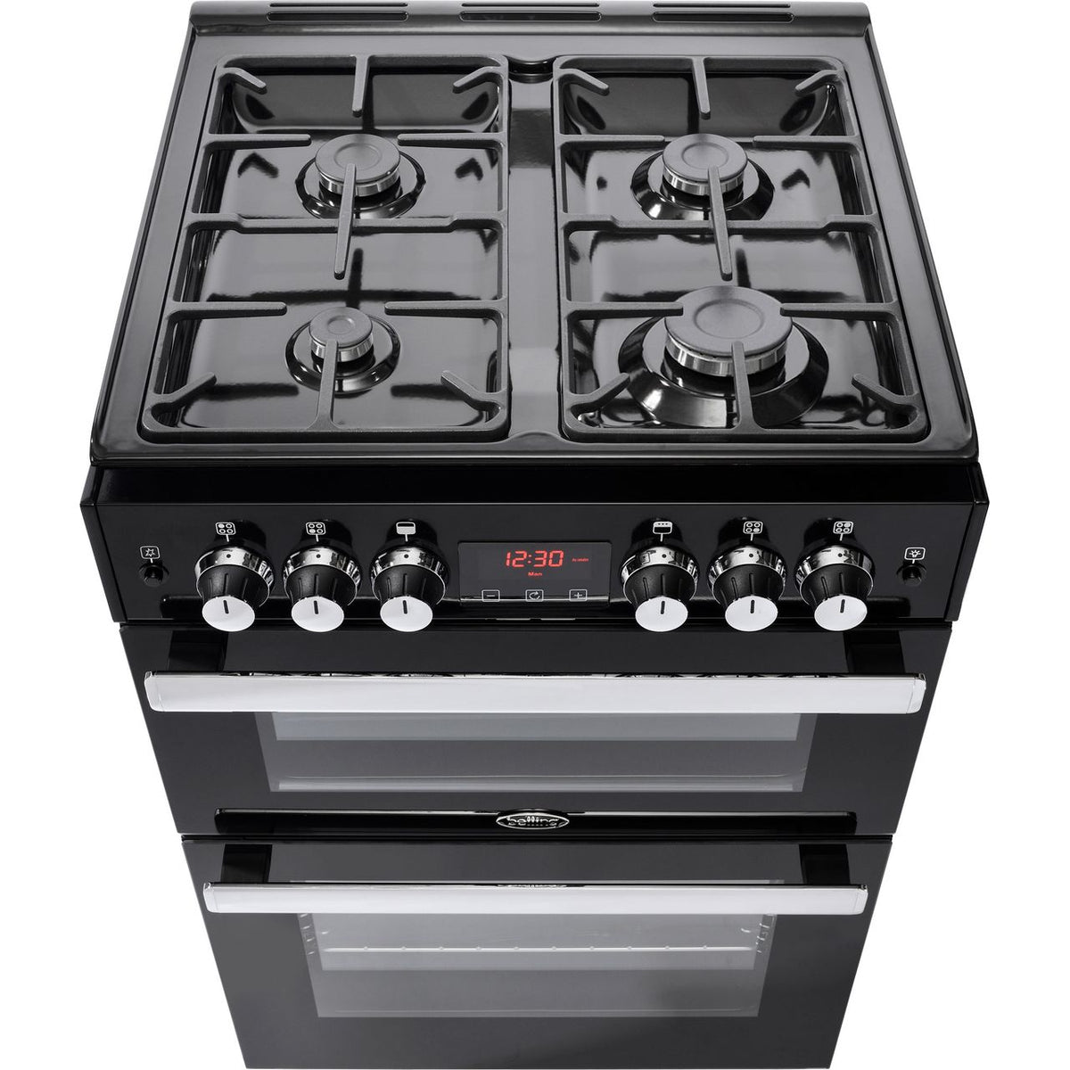 Belling Cookcentre 60G Gas Cooker with Full Width Electric Grill - Black - A+-A Rated