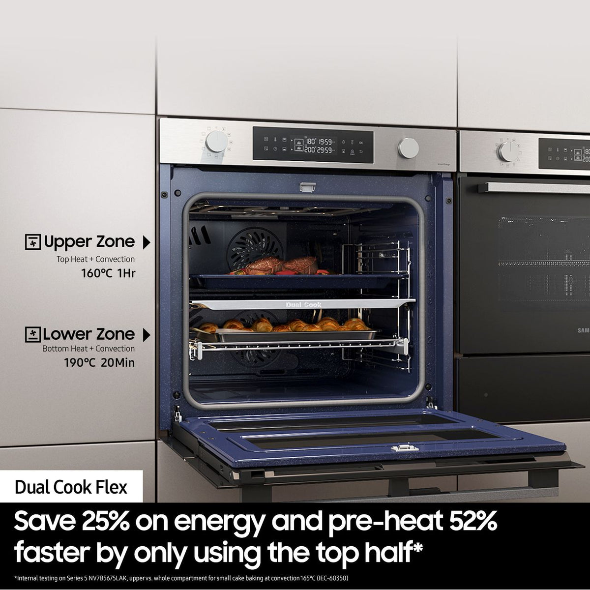 Samsung Series 4 Dual Cook Flex™ NV7B45205AS Wifi Connected Built In Electric Single Oven - Stainless Steel - A+ Rated