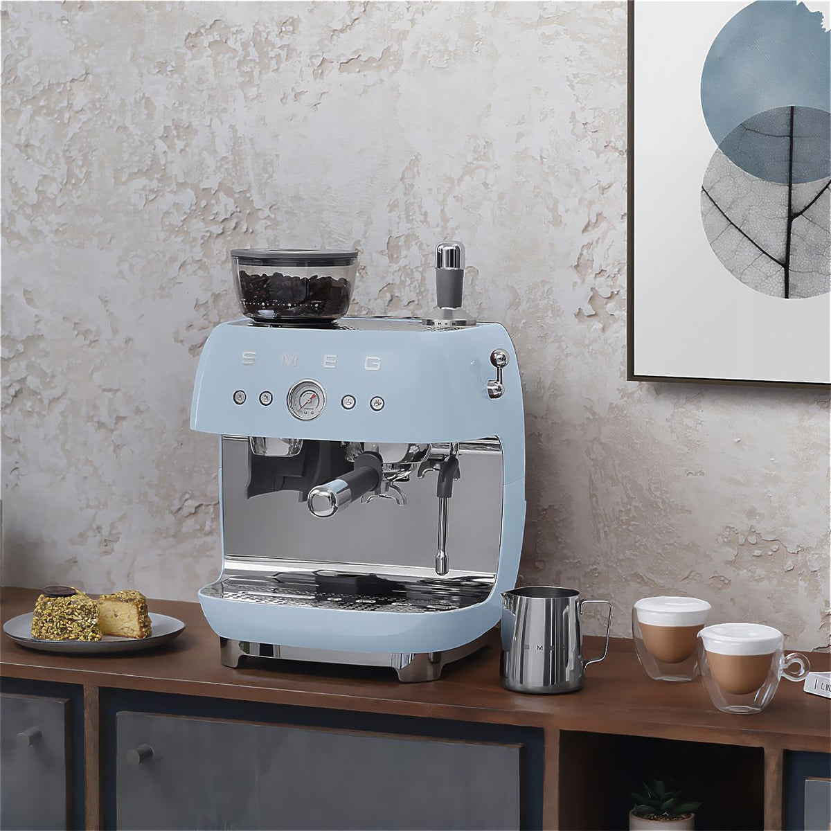 Smeg 50's Style EGF03PBUK Espresso Coffee Machine - Pastel Blue