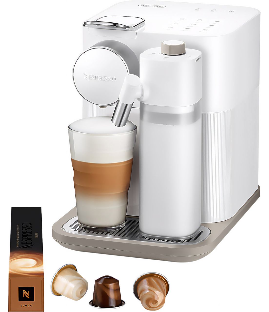 Nespresso by De'Longhi Gran Lattissima EN640.W Pod Coffee Machine with Milk Frother - White