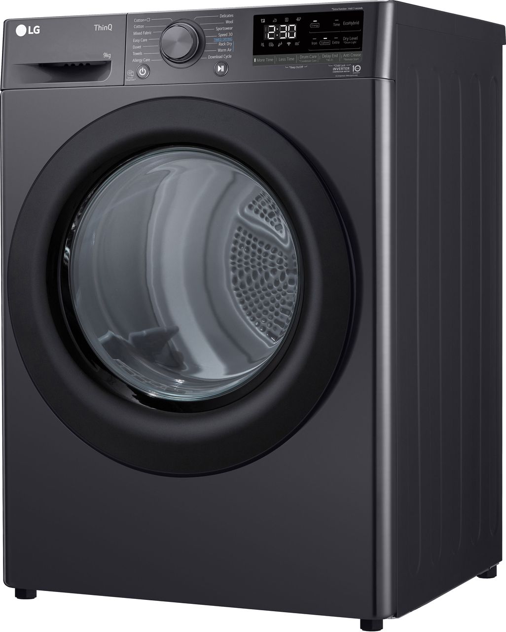 LG FDV309GN Wifi Connected 9Kg Heat Pump Tumble Dryer - Slate Grey - A++ Rated