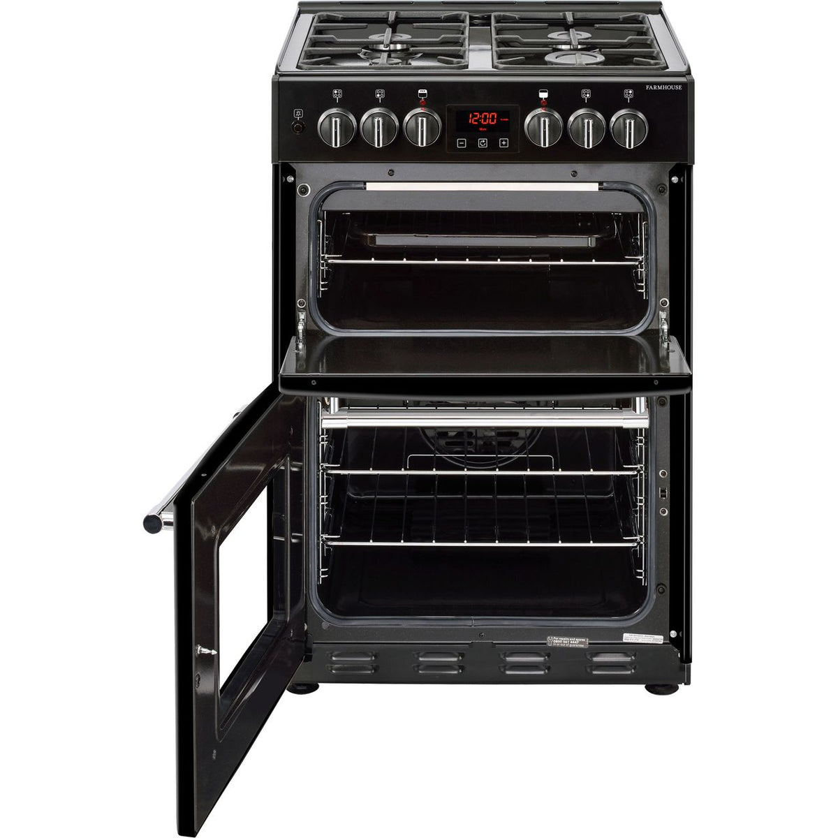 Belling Farmhouse60DF 60cm Dual Fuel Cooker - Black - A-A Rated