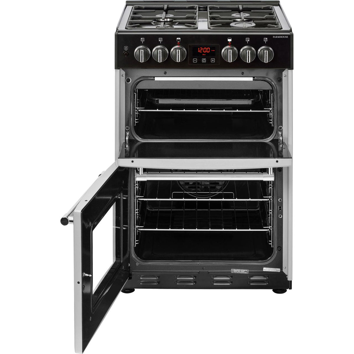 Belling Farmhouse60DF 60cm Dual Fuel Cooker - Silver - A-A Rated