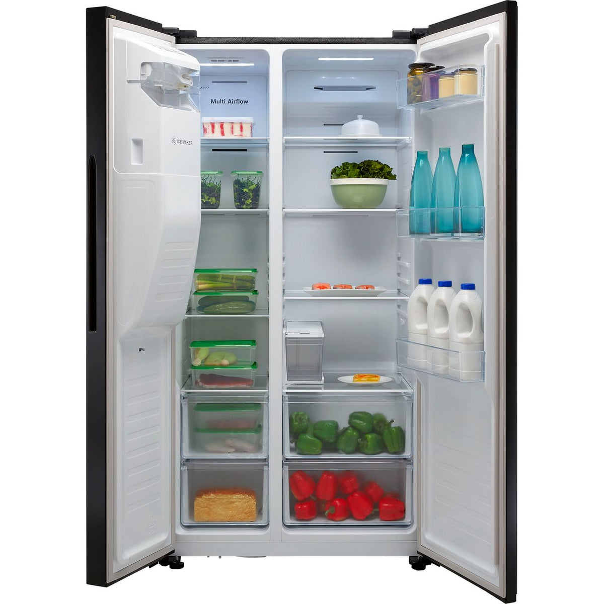 Fridgemaster MS91500IFB Non-Plumbed Frost Free American Fridge Freezer - Black - F Rated