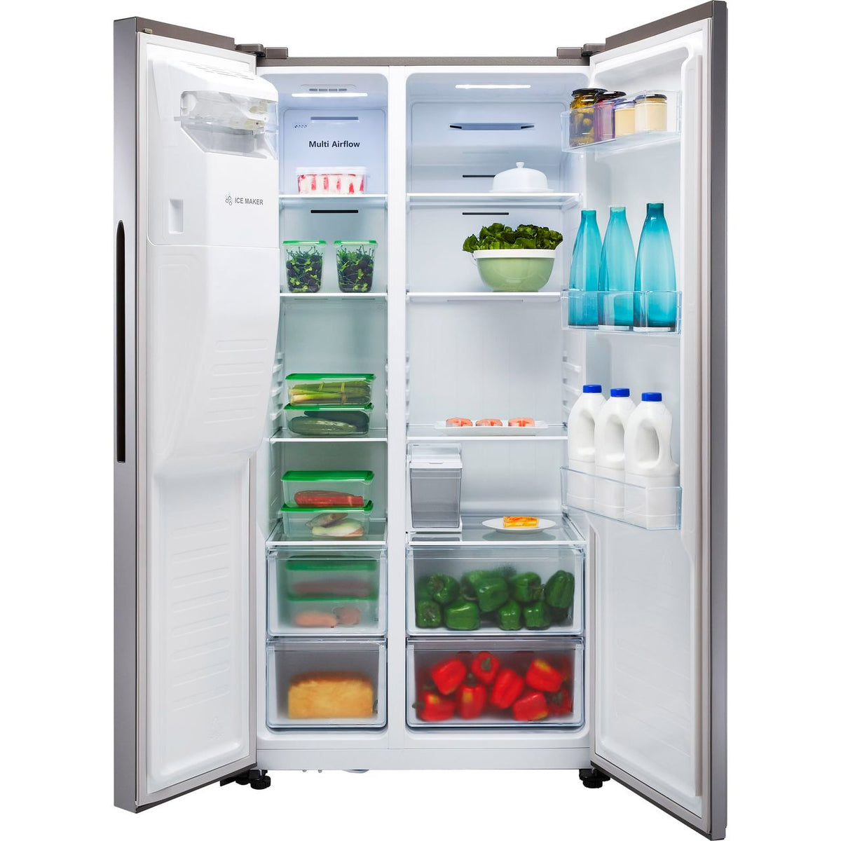 Fridgemaster MS91500IFS Non-Plumbed Total No Frost American Fridge Freezer - Silver - F Rated