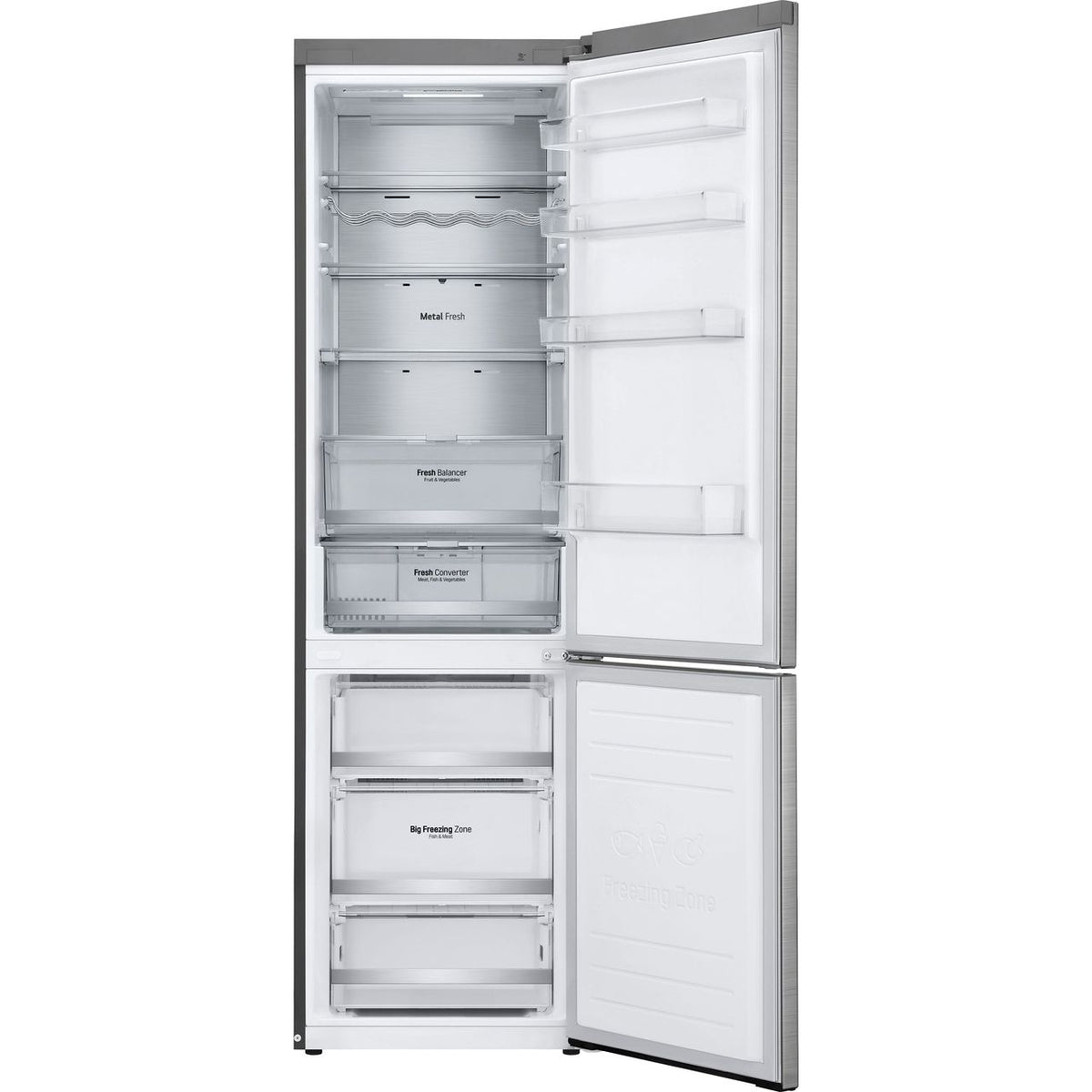 LG NatureFRESH™ GBB92STACP1 Wifi Connected 70-30 Frost Free Fridge Freezer - Stainless Steel - C Rated