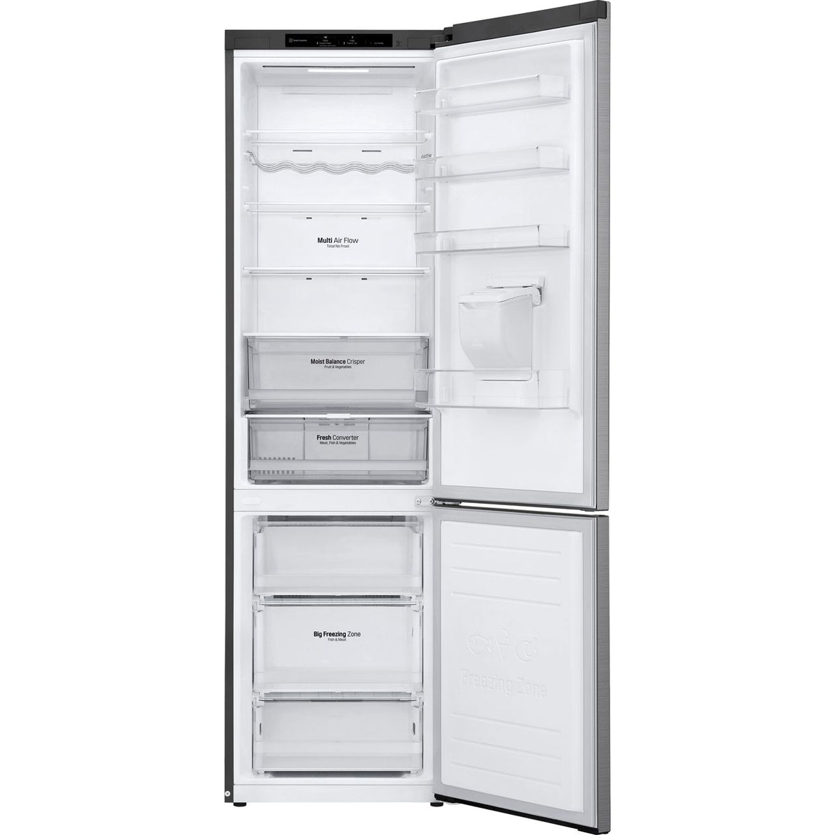 LG NatureFRESH™ GBF62PZGGN 70-30 Frost Free Fridge Freezer - Silver Steel - D Rated