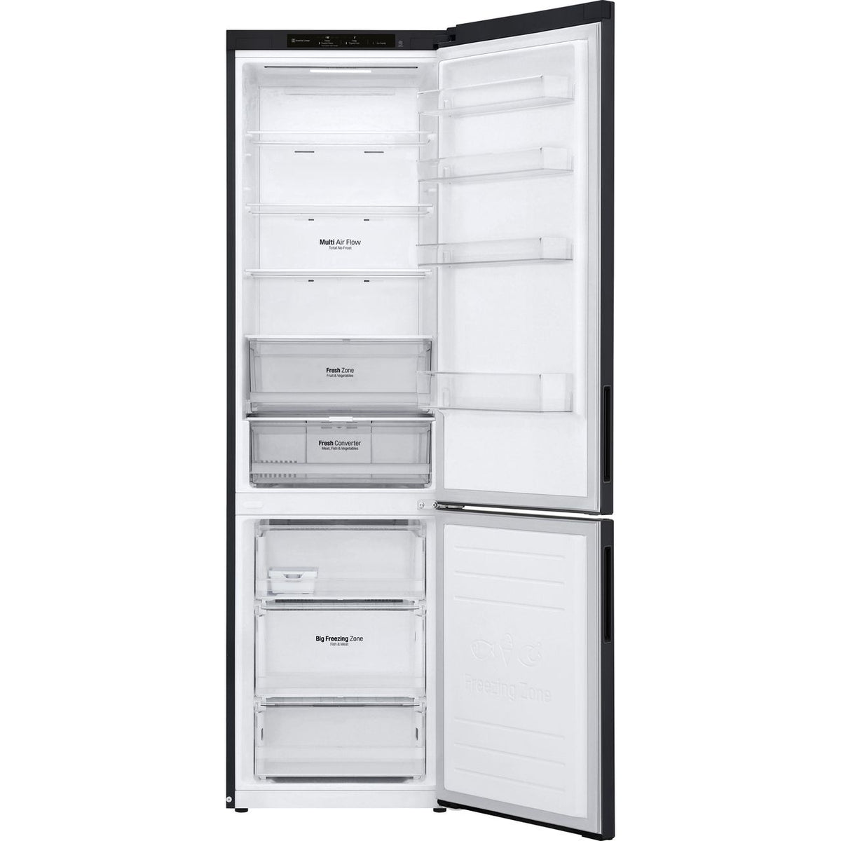 LG NatureFRESH™ GBP62MCNAC 70-30 Frost Free Fridge Freezer - Black - A Rated