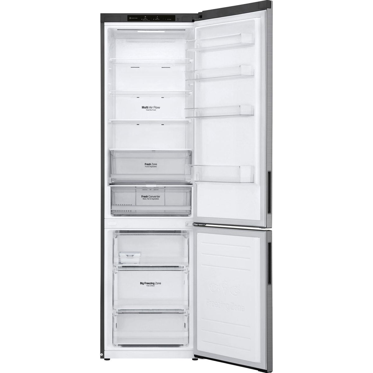 LG NatureFRESH™ GBP62PZNBC 70-30 Frost Free Fridge Freezer - Silver - B Rated