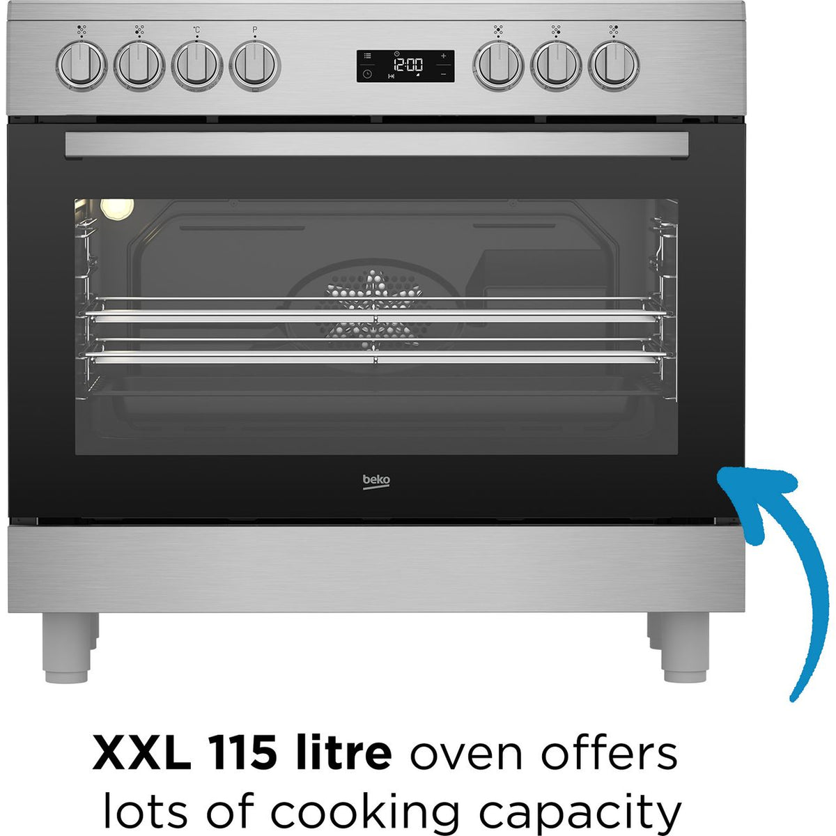 Beko GF17300GXNS 90cm Electric Range Cooker with Ceramic Hob - Stainless Steel - A Rated