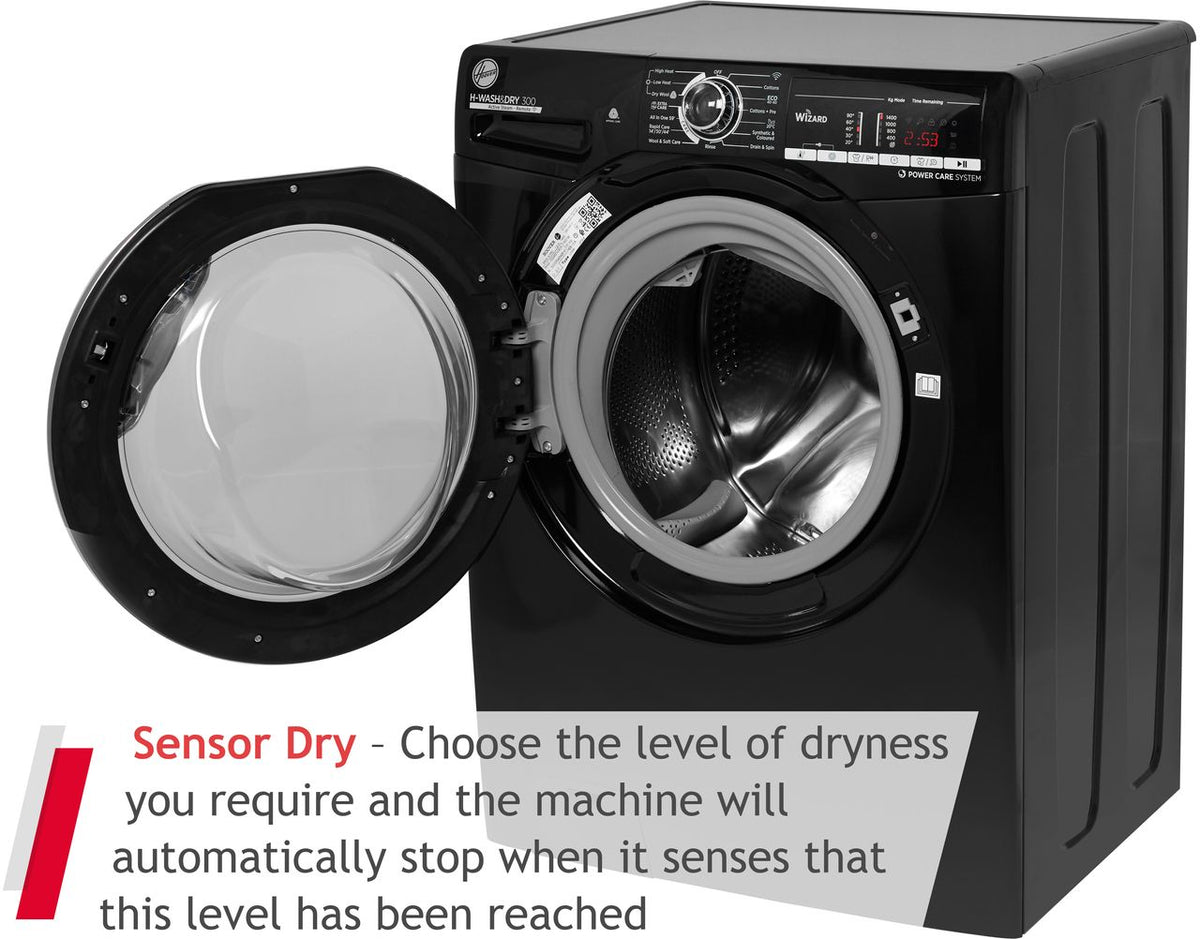 Hoover H-WASH 300 LITE H3DS4855TACBE Wifi Connected 8Kg - 5Kg Washer Dryer with 1400 rpm - Black - E Rated