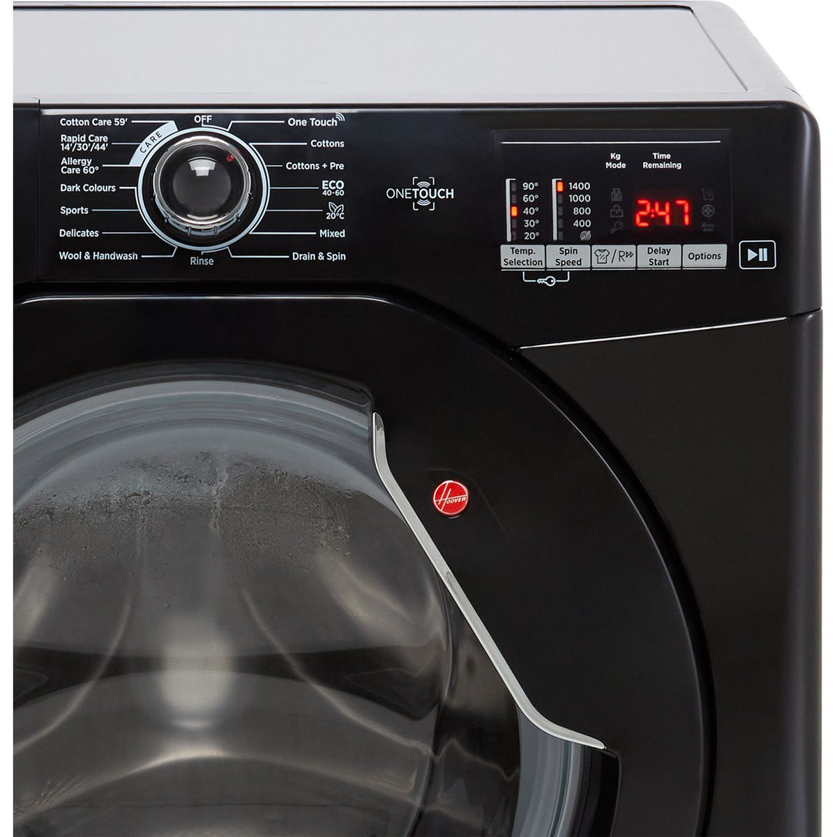 Hoover H-WASH 300 H3W492DBBE-1 9kg Washing Machine with 1400 rpm - Black - D Rated