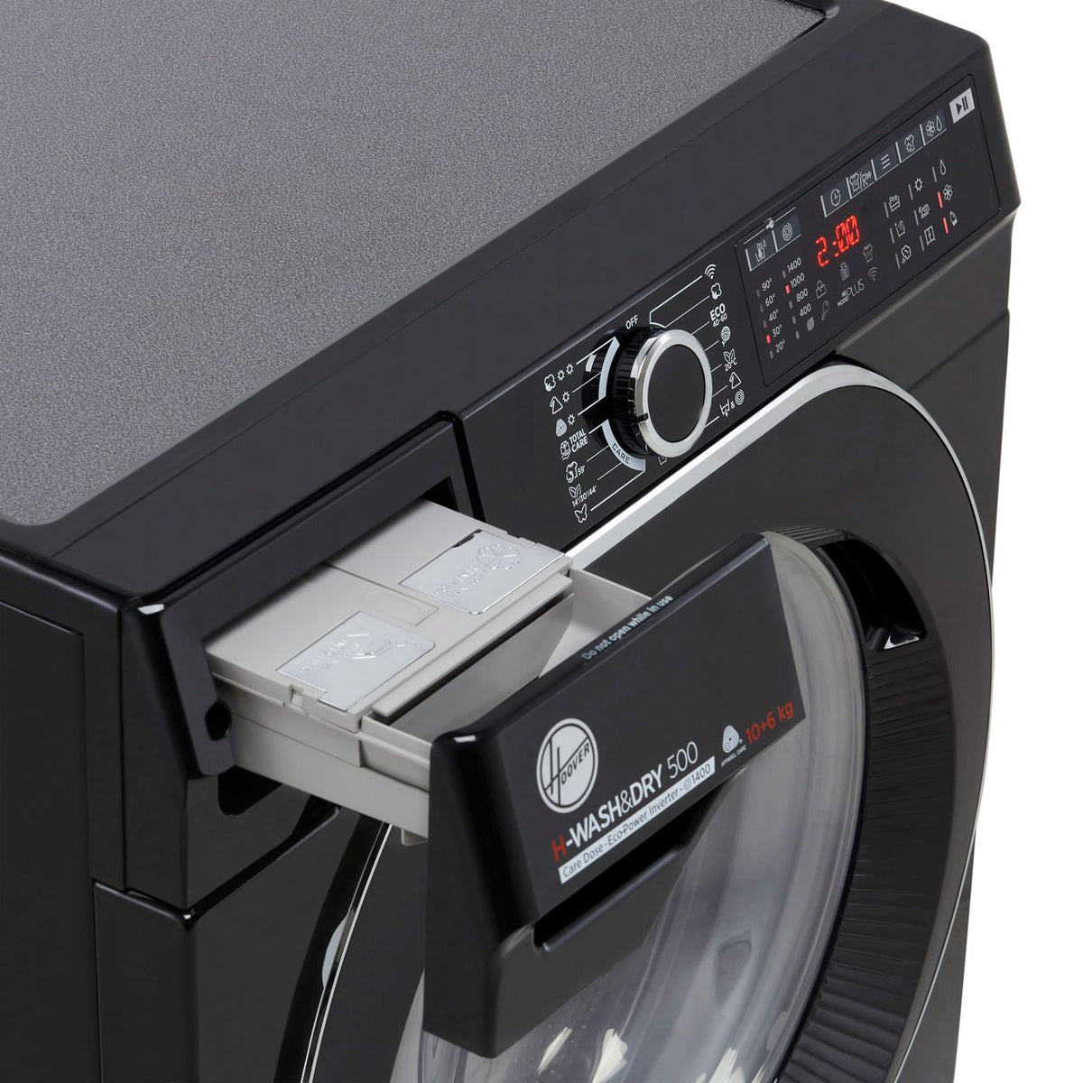 Hoover H-WASH 500 HDD4106AMBCB Wifi Connected 10Kg - 6Kg Washer Dryer with 1400 rpm - Black - D Rated