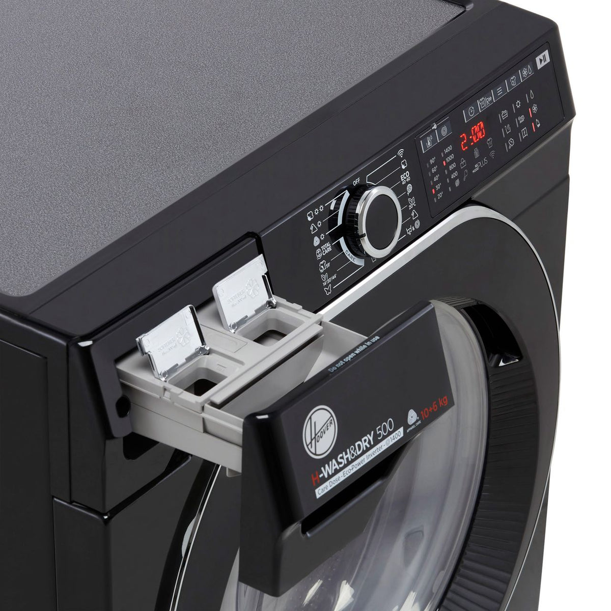 Hoover H-WASH 500 HDD4106AMBCB Wifi Connected 10Kg - 6Kg Washer Dryer with 1400 rpm - Black - D Rated