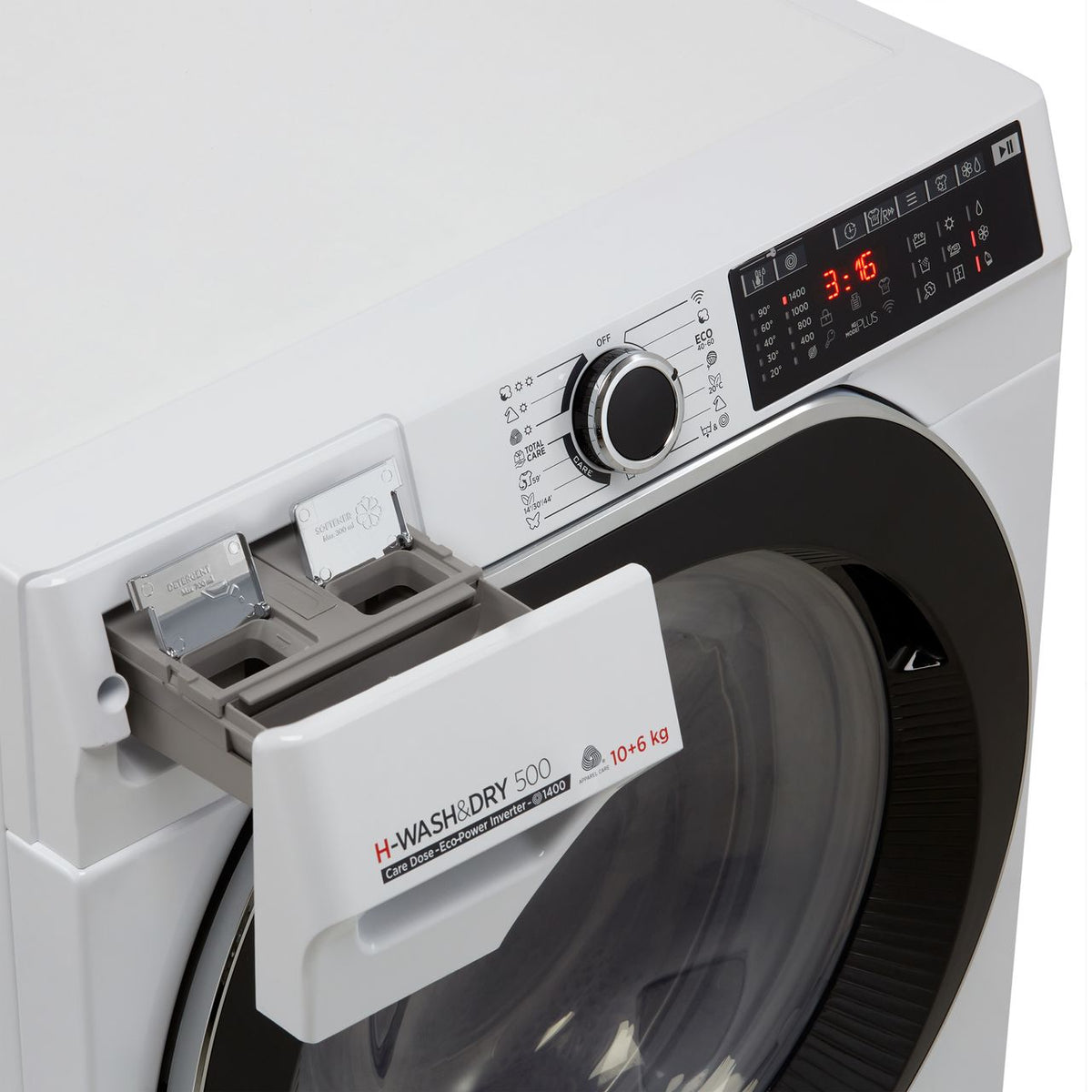 Hoover H-WASH 500 HDD4106AMBC Wifi Connected 10Kg - 6Kg Washer Dryer with 1400 rpm - White - D Rated