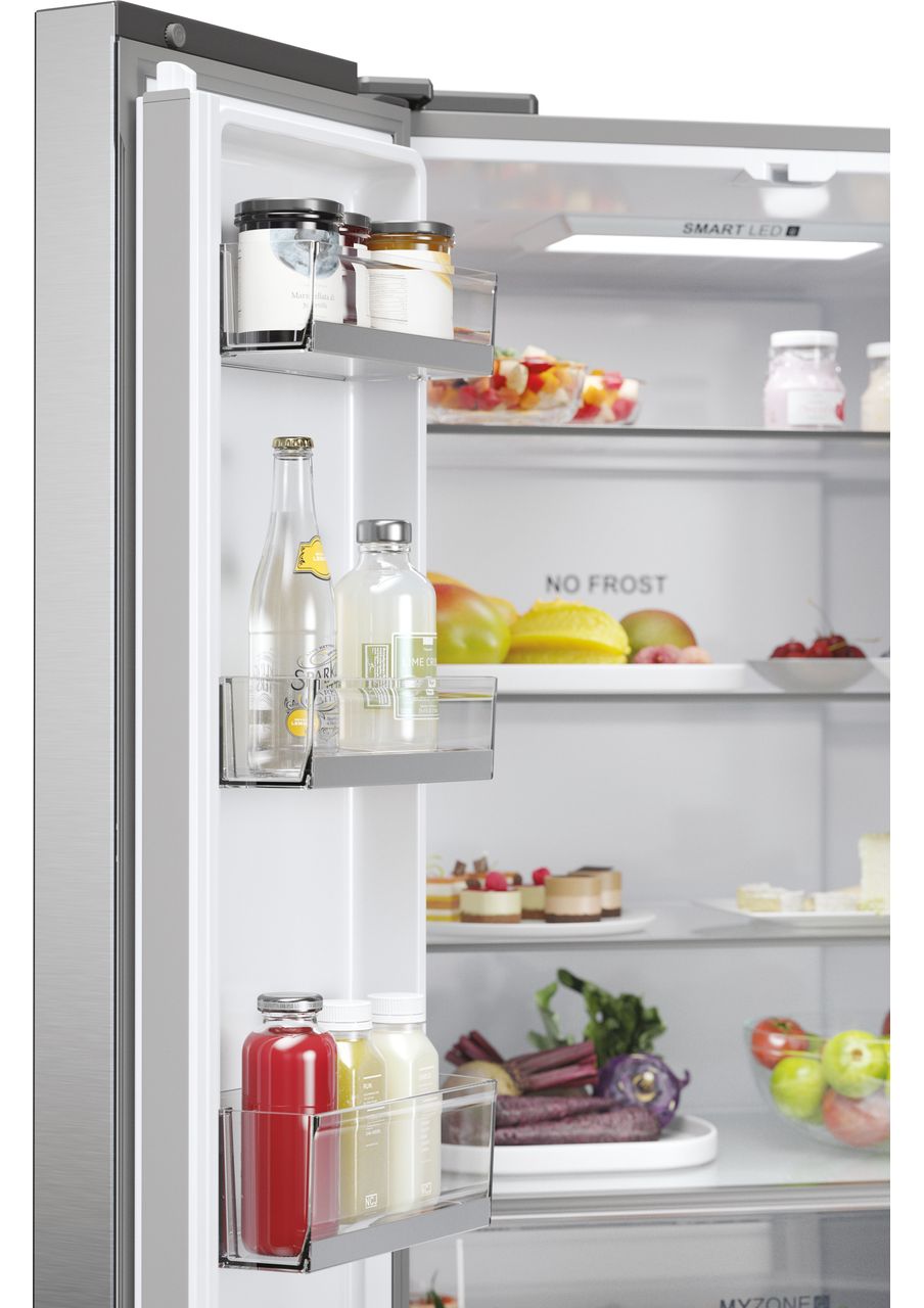 Haier HFR5719EWMP Non-Plumbed Total No Frost American Fridge Freezer - Platinum Inox - E Rated