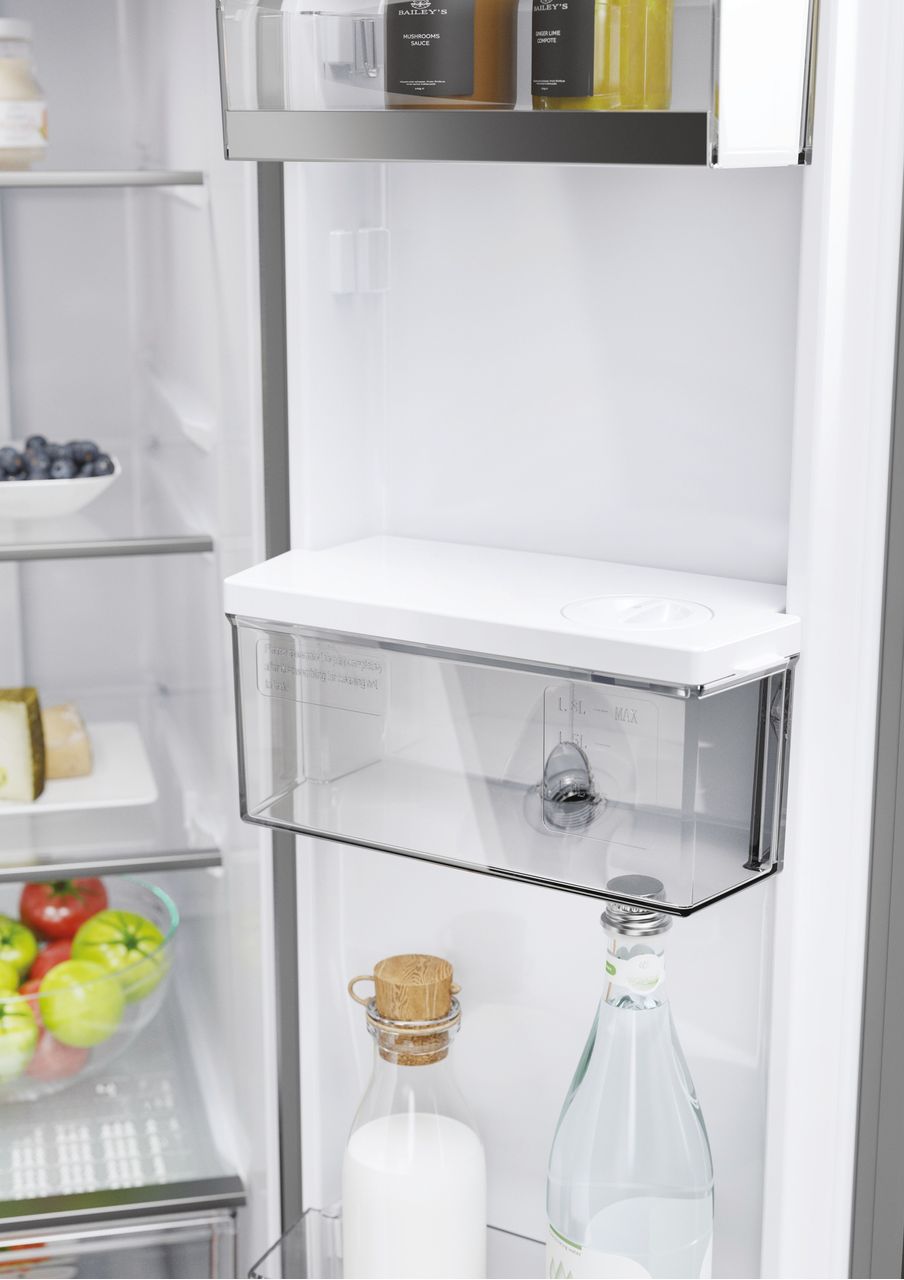 Haier HFR5719EWMP Non-Plumbed Total No Frost American Fridge Freezer - Platinum Inox - E Rated