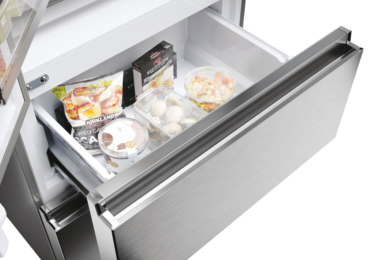 Haier HFR5719EWMP Non-Plumbed Total No Frost American Fridge Freezer - Platinum Inox - E Rated