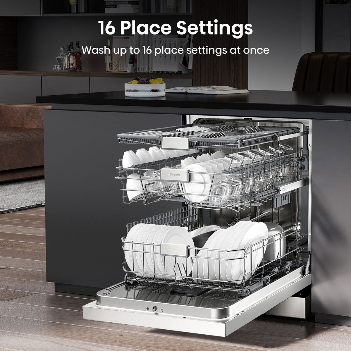 Hisense HS673C60WUK Wifi Connected Standard Dishwasher - White - C Rated