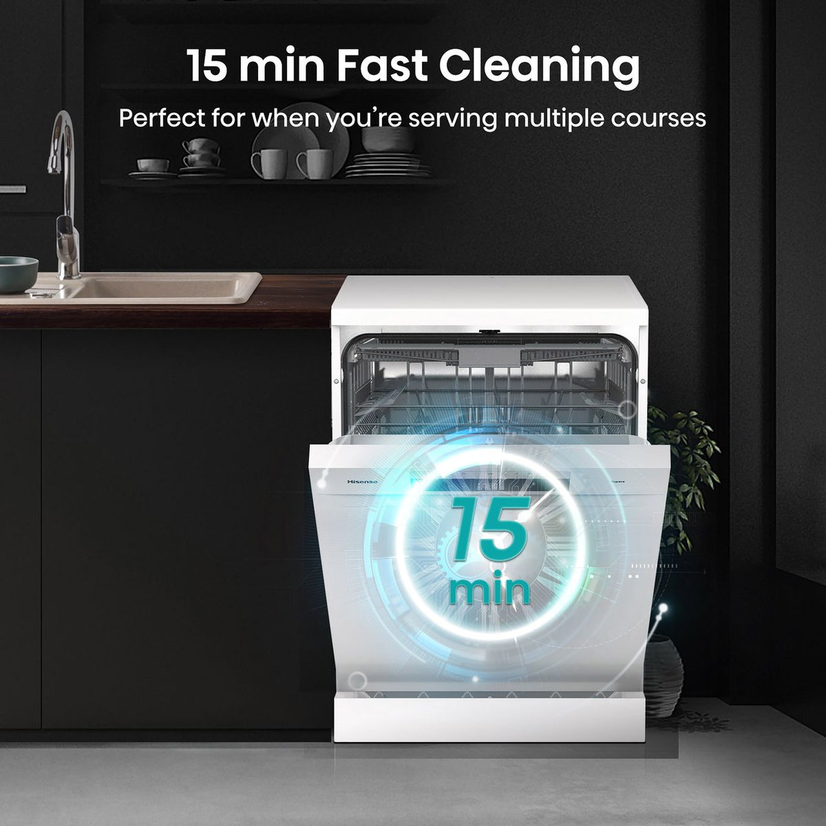 Hisense HS673C60WUK Wifi Connected Standard Dishwasher - White - C Rated