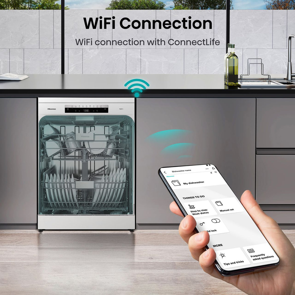 Hisense HS673C60WUK Wifi Connected Standard Dishwasher - White - C Rated