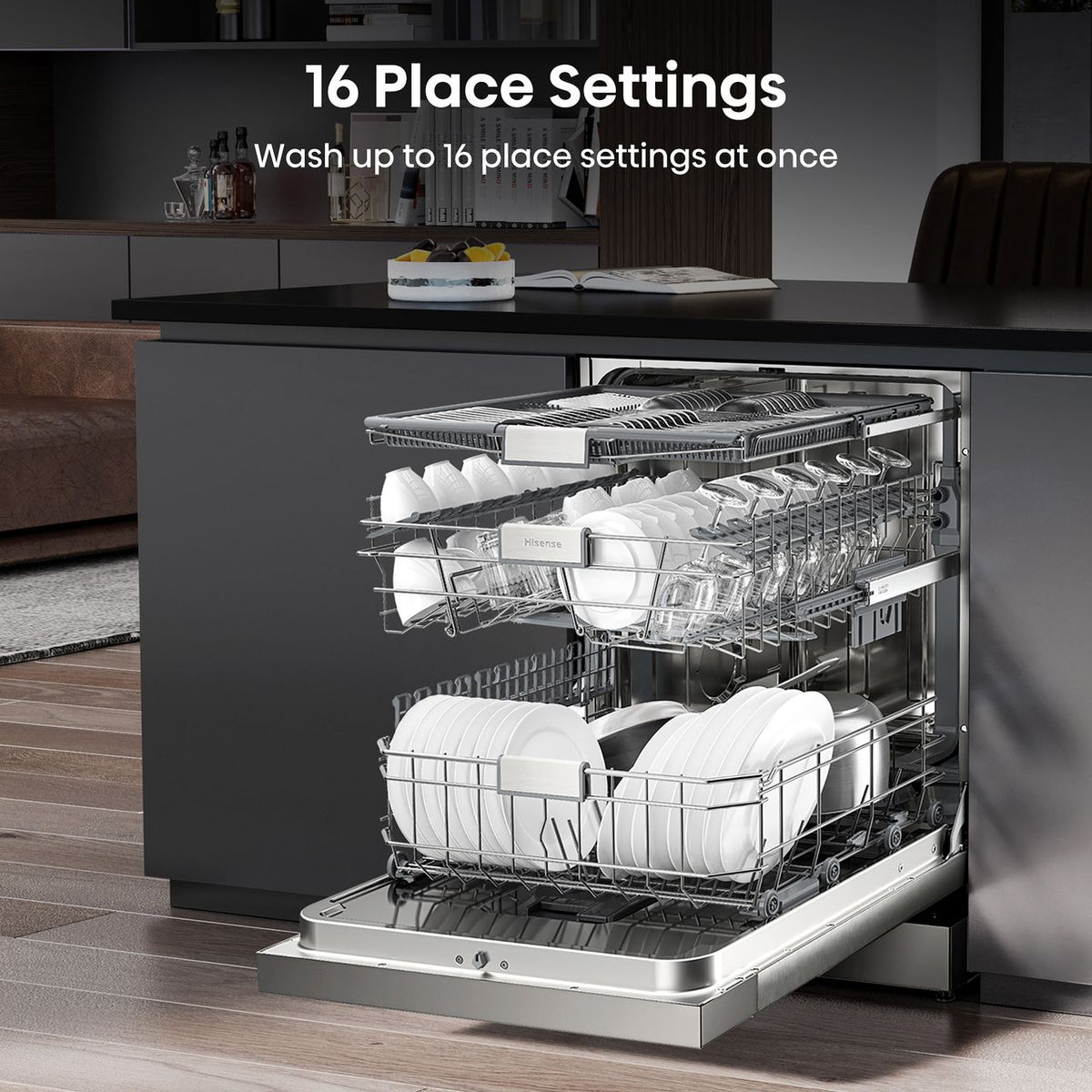 Hisense HS673C60XUK Wifi Connected Standard Dishwasher - Stainless Steel - C Rated