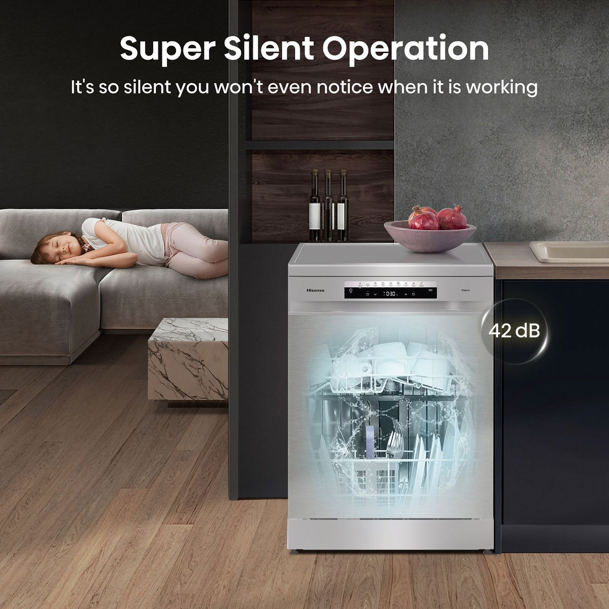 Hisense HS673C60XUK Wifi Connected Standard Dishwasher - Stainless Steel - C Rated