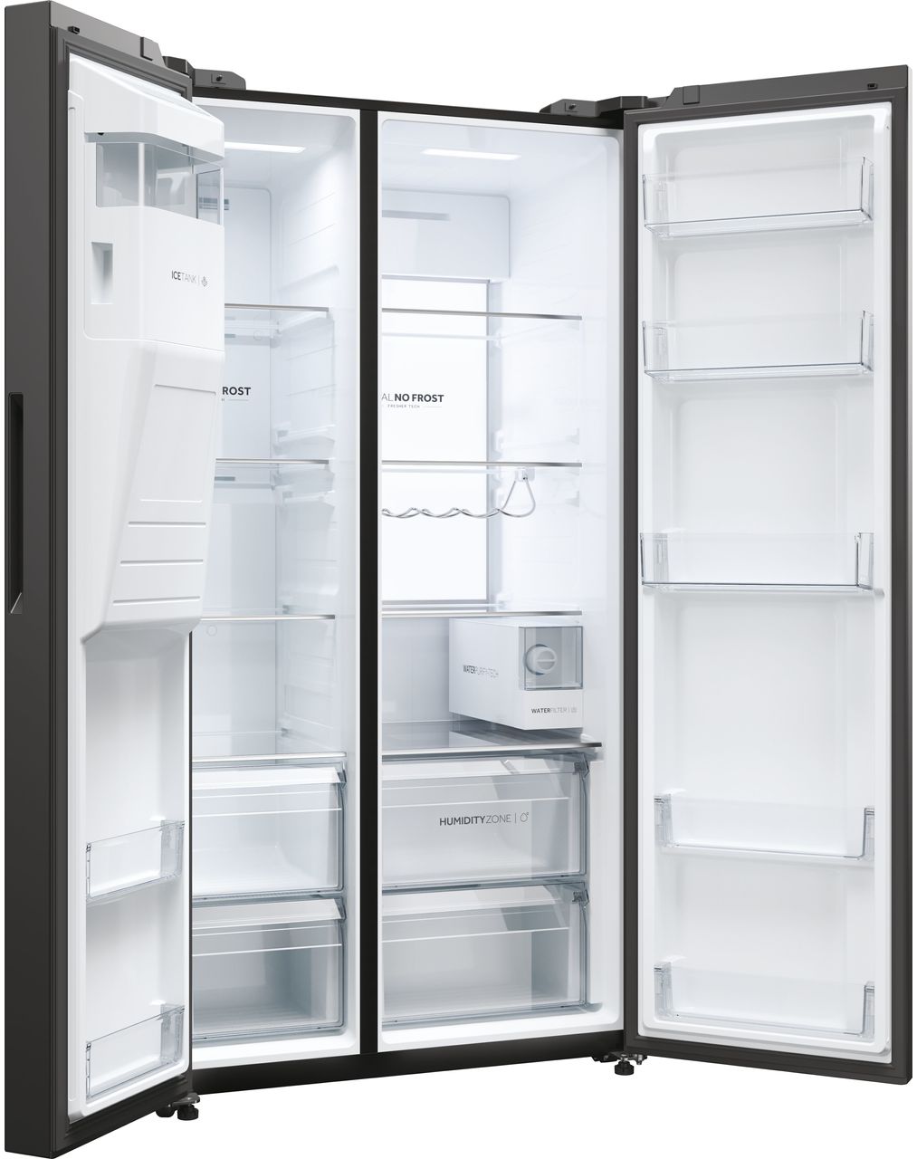 Haier HSW79F18DIPT Wifi Connected Plumbed Frost Free American Fridge Freezer - Black - D Rated