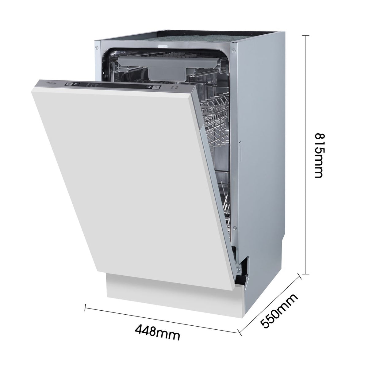 Hisense HV523E15UK Fully Integrated Slimline Dishwasher - Silver Control Panel - E Rated