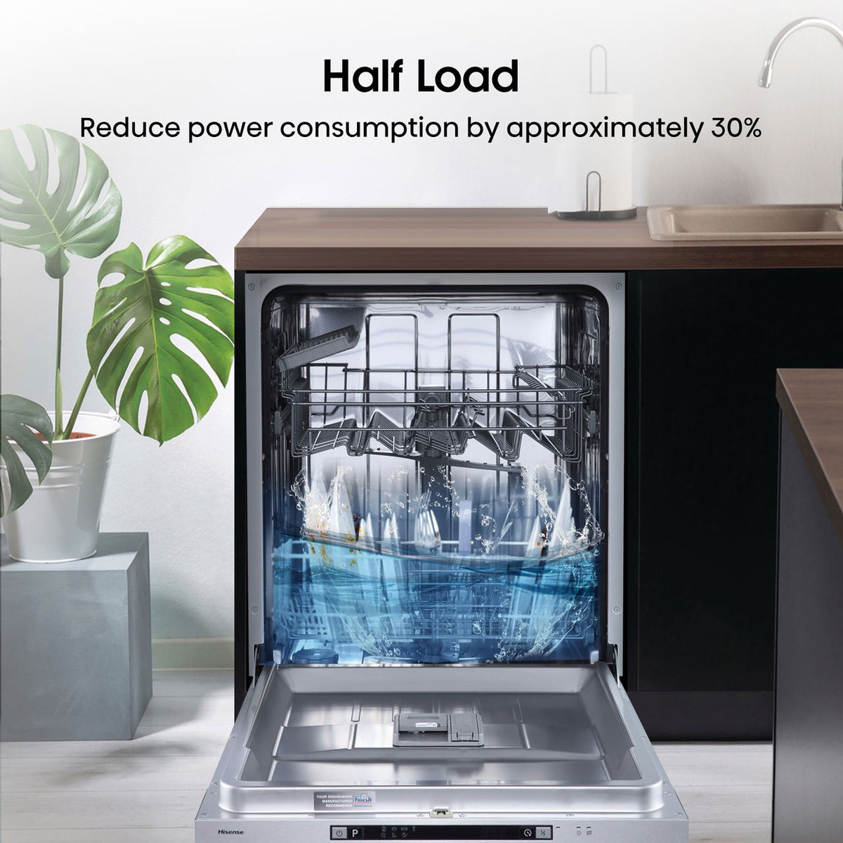 Hisense HV622E15UK Fully Integrated Standard Dishwasher - Silver Control Panel - E Rated