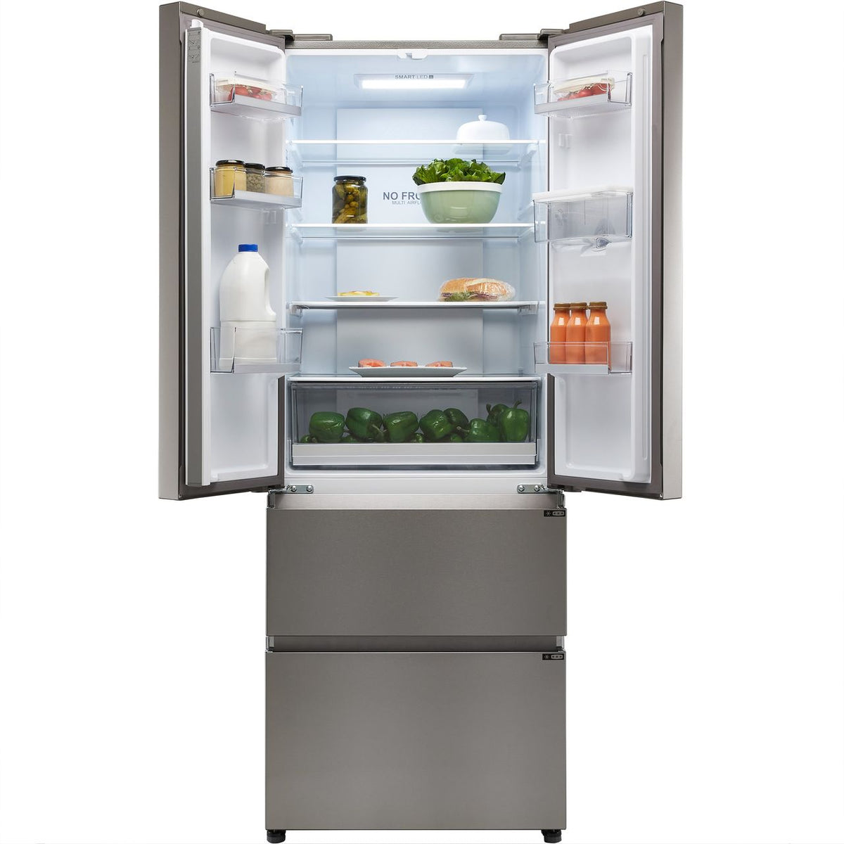 Haier HFR5719EWMP Non-Plumbed Total No Frost American Fridge Freezer - Platinum Inox - E Rated