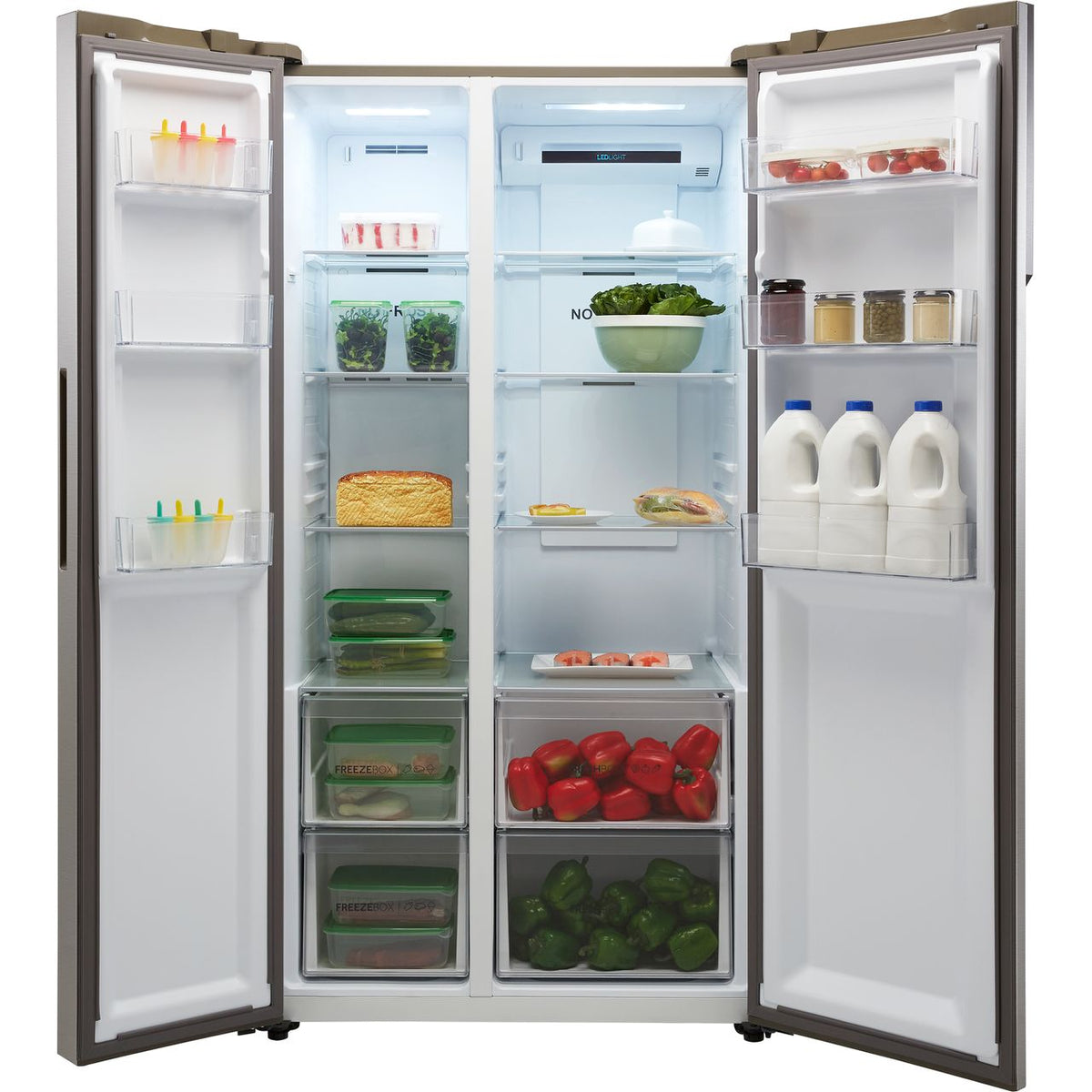 Haier HSR3918ENPG Total No Frost American Fridge Freezer - Silver - E Rated