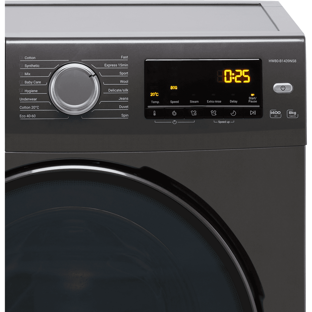 Haier HW80-B1439NS8 8kg Washing Machine with 1400 rpm - Graphite - A Rated