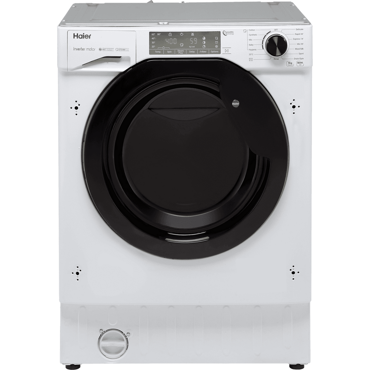 Haier Series 4 HWQ90B416FWB-UK Integrated 9kg Washing Machine with 1600 rpm - White - A Rated