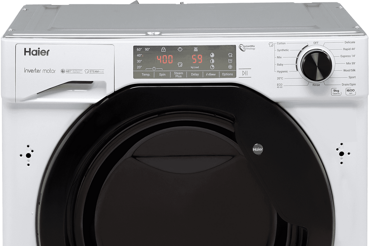 Haier Series 4 HWQ90B416FWB-UK Integrated 9kg Washing Machine with 1600 rpm - White - A Rated