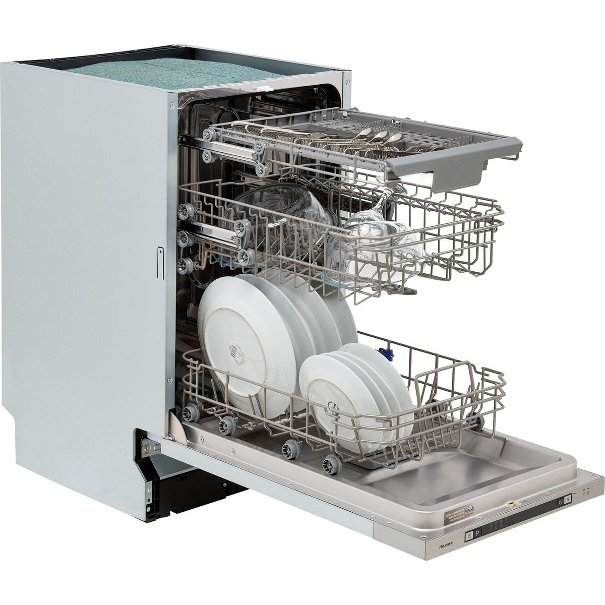 Hisense HV523E15UK Fully Integrated Slimline Dishwasher - Silver Control Panel - E Rated