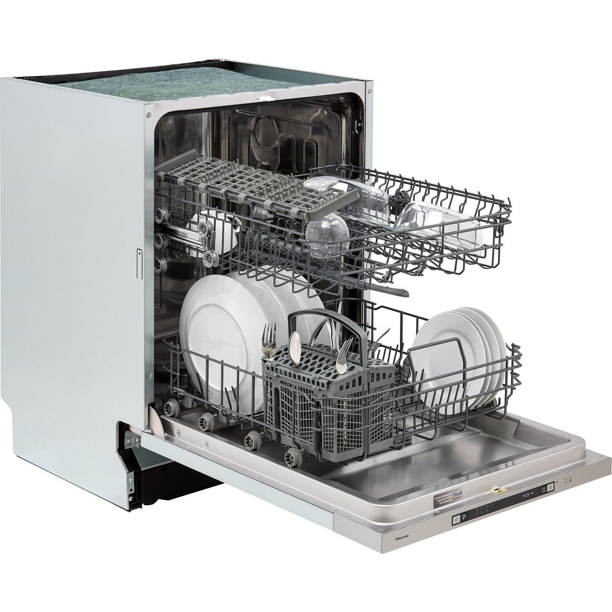 Hisense HV622E15UK Fully Integrated Standard Dishwasher - Silver Control Panel - E Rated