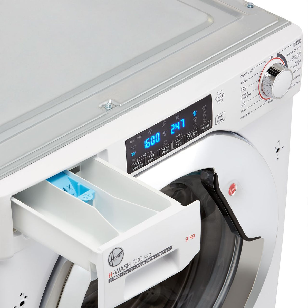 Hoover H-WASH 300 PRO HBWOS69TMCE Integrated 9kg Washing Machine with 1600 rpm - White - Chrome - B Rated