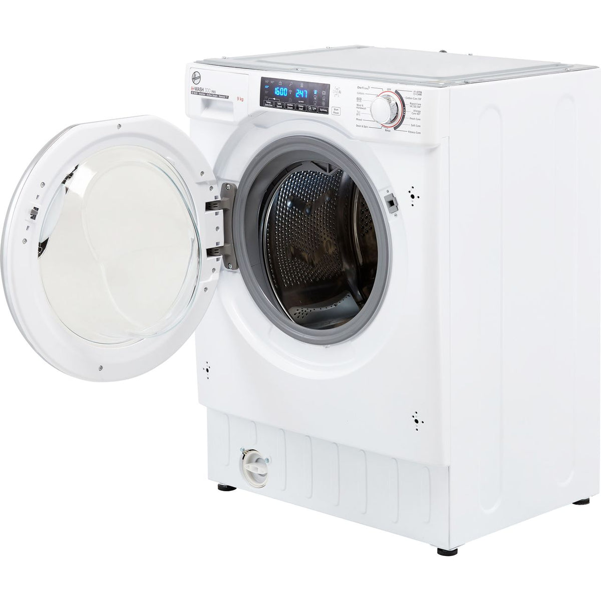 Hoover H-WASH 300 PRO HBWOS69TMCE Integrated 9kg Washing Machine with 1600 rpm - White - Chrome - B Rated