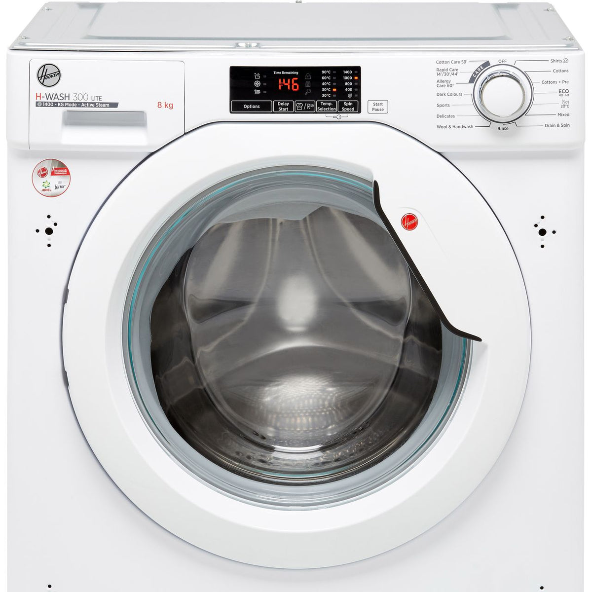 Hoover H-WASH 300 HBWS48D1W4 Integrated 8kg Washing Machine with 1400 rpm - White - B Rated