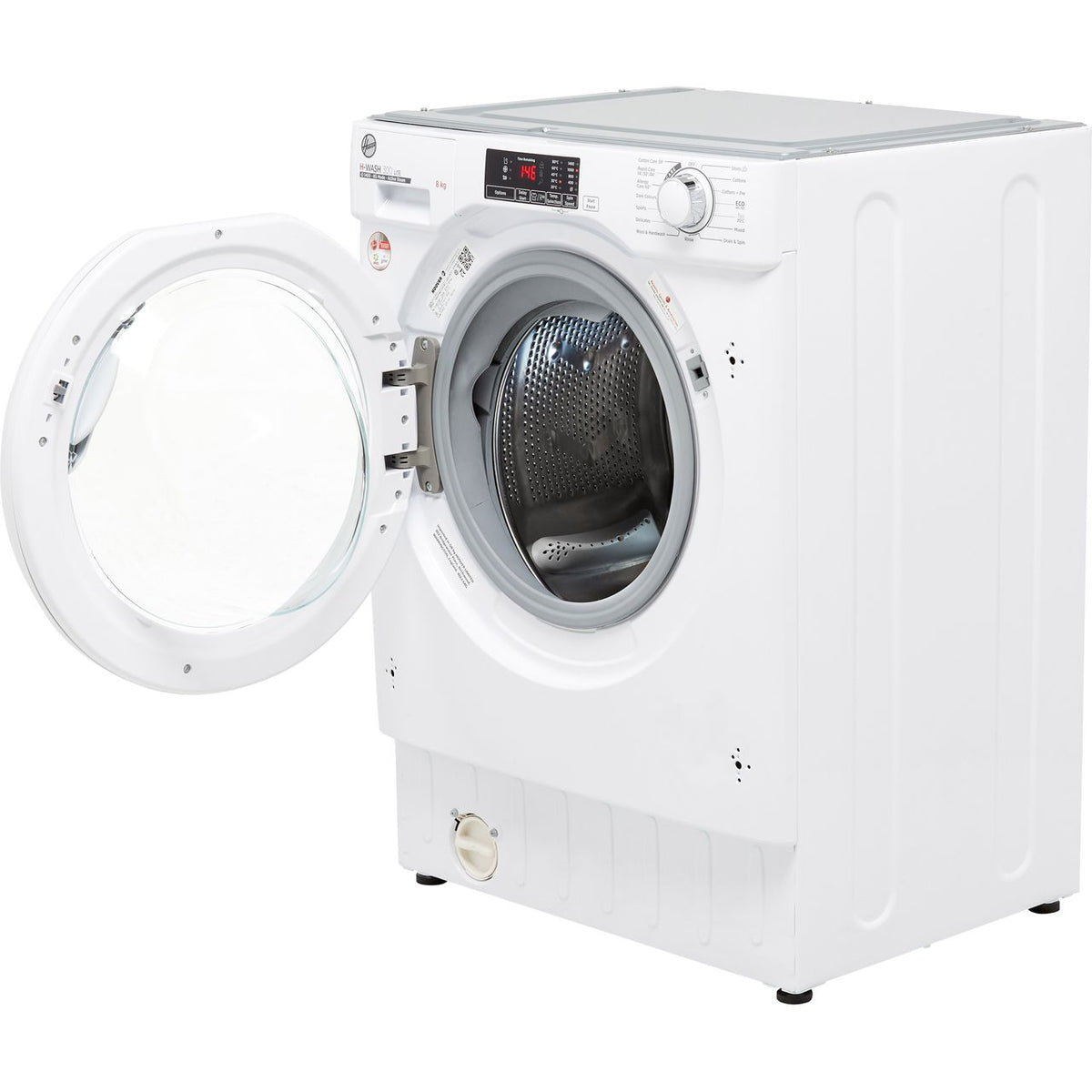 Hoover H-WASH 300 HBWS48D1W4 Integrated 8kg Washing Machine with 1400 rpm - White - B Rated