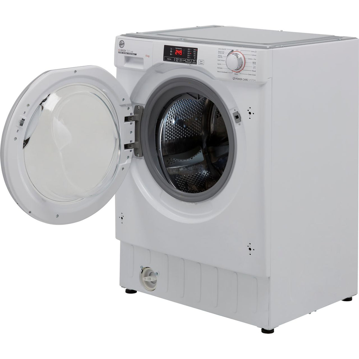 Hoover H-WASH 300 LITE HBWS49D1ACE Integrated 9kg Washing Machine with 1400 rpm - White - Chrome - C Rated