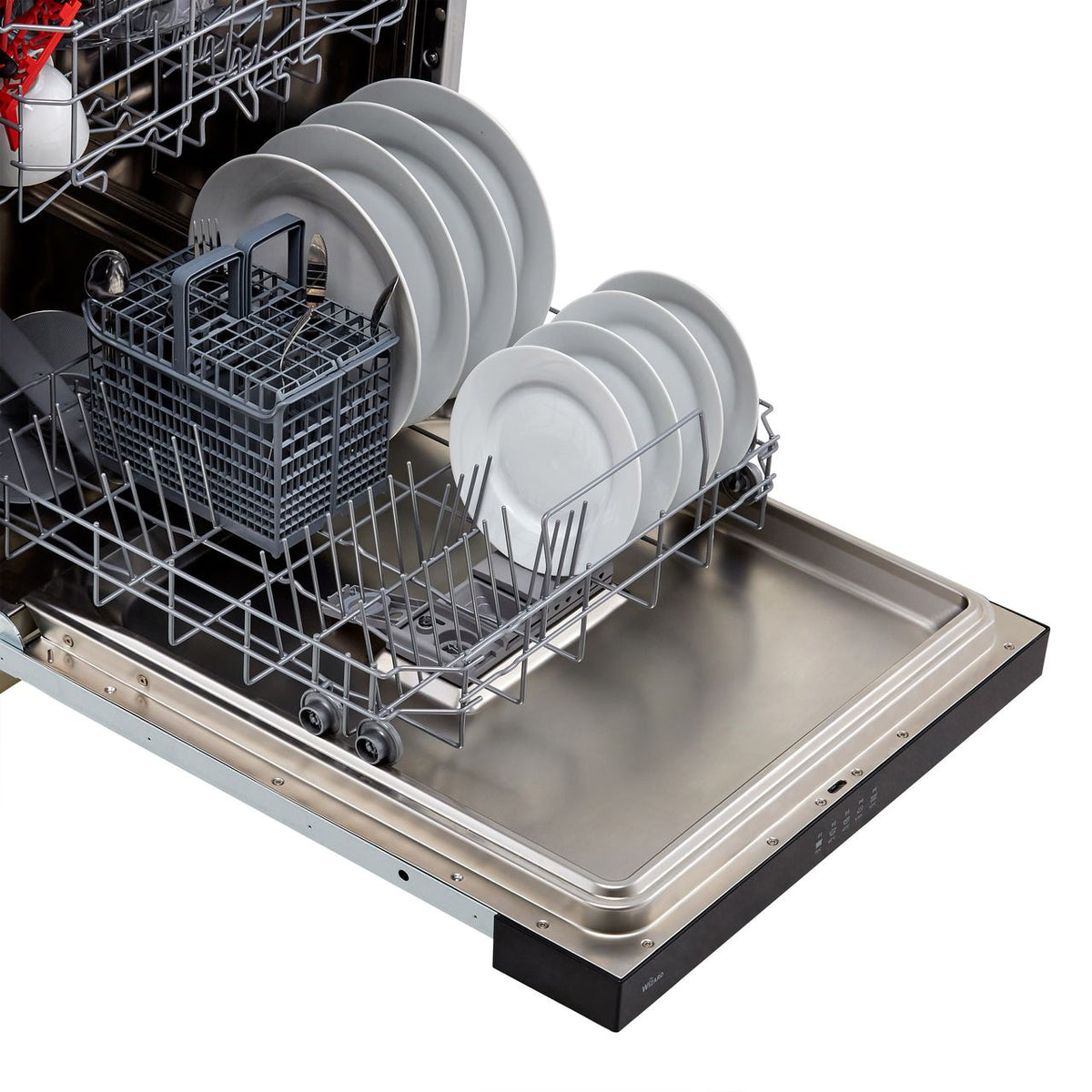 Hoover H-DISH 300 HDSN1L380PB Wifi Connected Semi Integrated Standard Dishwasher - Black Control Panel with Fixed Door Fixing Kit - F Rated