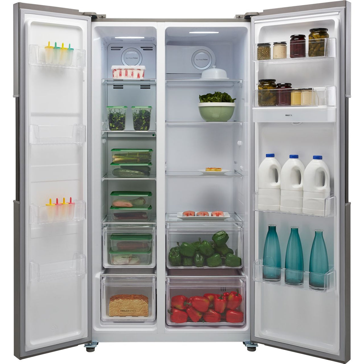 Hoover HHSBSO6174XWDK Non-Plumbed Frost Free American Fridge Freezer - Stainless Steel Effect - E Rated