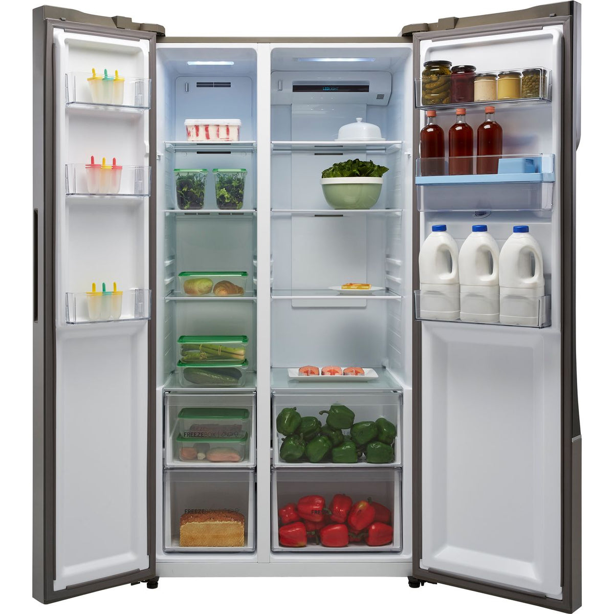 Hoover H-FRIDGE 500 MAXI HHSWD918F1XK Non-Plumbed Frost Free American Fridge Freezer - Silver - F Rated