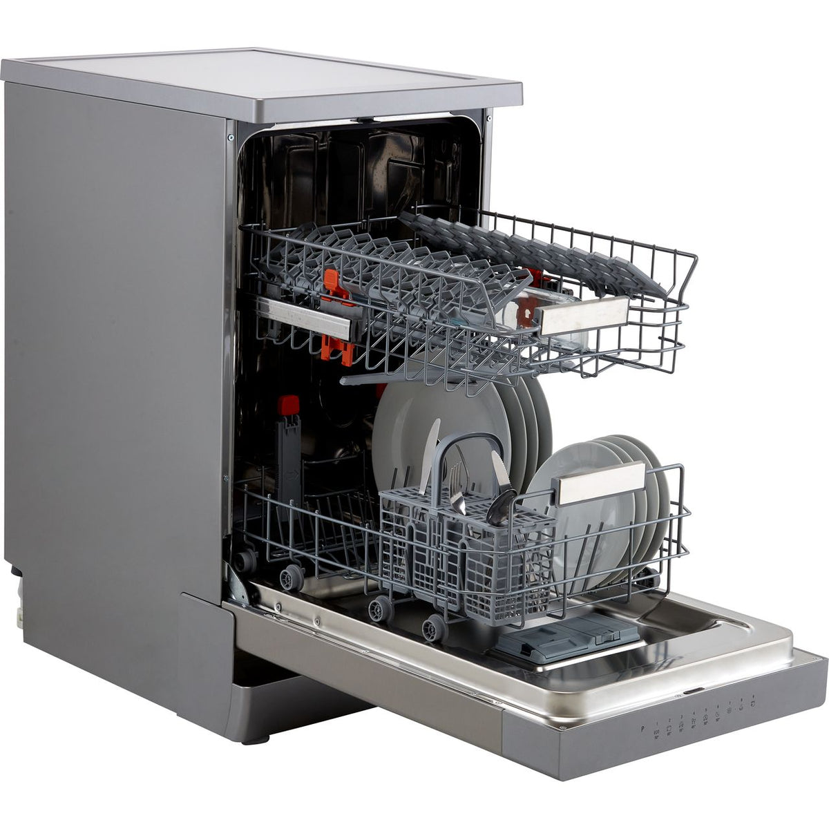 Hotpoint HSFO3T223WXUKN Slimline Dishwasher - Stainless Steel Effect - E Rated