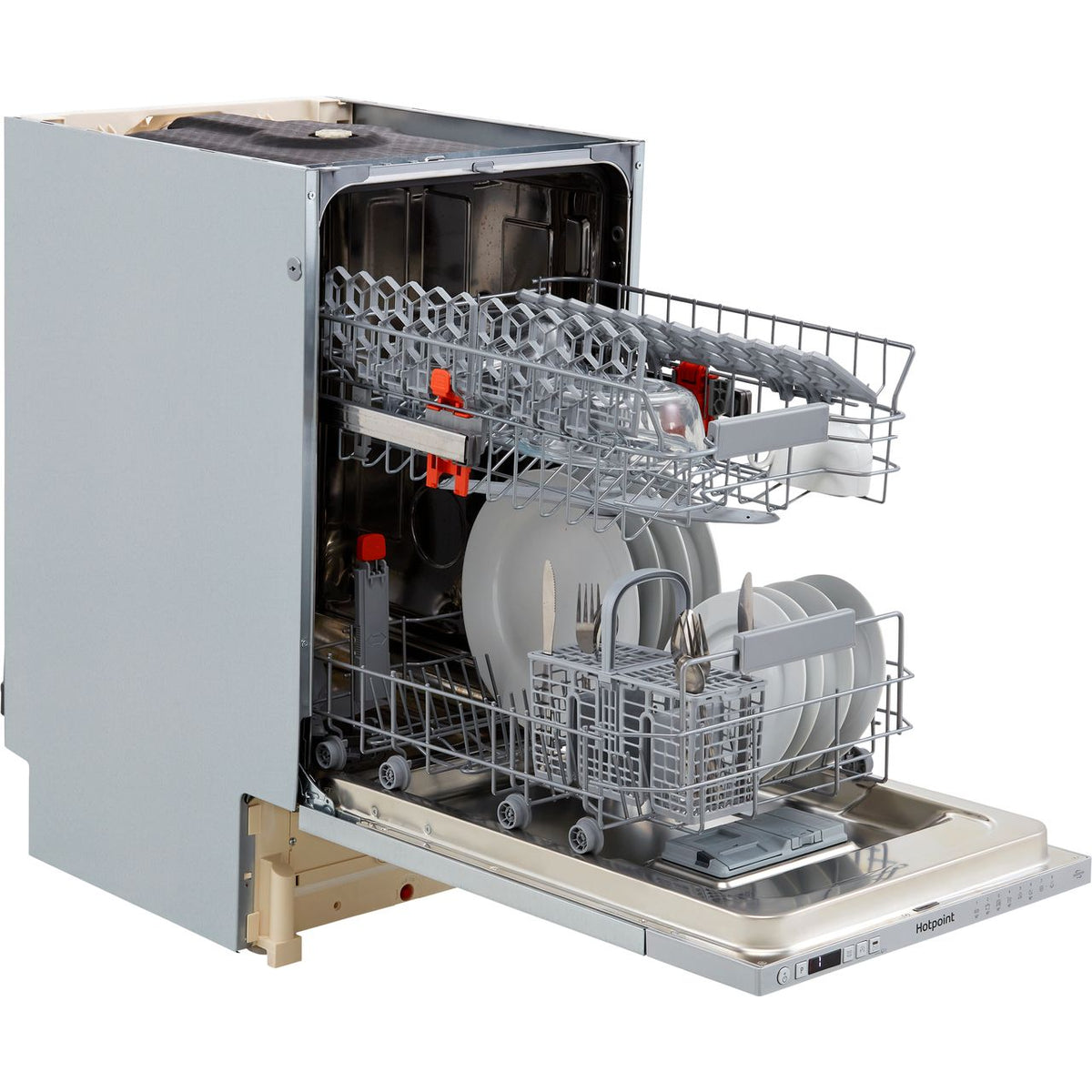 Hotpoint HSIC3T127UKN Fully Integrated Slimline Dishwasher - Silver Control Panel with Fixed Door Fixing Kit - E Rated